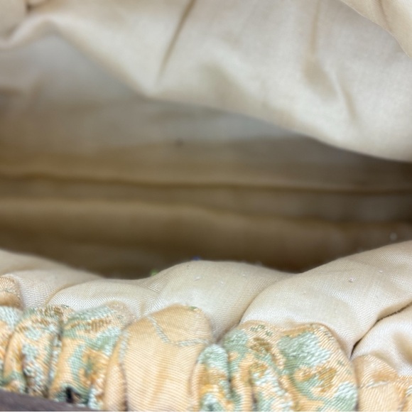 Vintage Wood Handle Fabric Tapestry Purse Handbag Retro Cottagecore Prairie - Picture 7 of 7